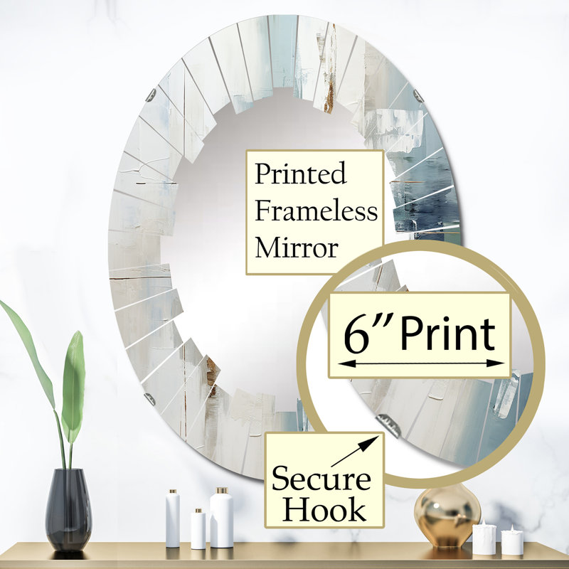 Zubi - Miroir mural moderne ovale, 36 po x 24 po