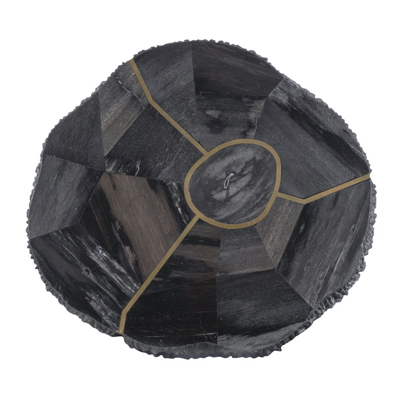 Elan Petrified Wood Accent Table - Light, Black/Bronze