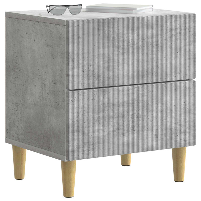 43cm W Manufactured Wood Bedside Table, Concrete Grey