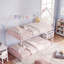 Lit superposé simple au-dessus d'un lit simple en métal, cadre de lit superposé en forme de maison avec toit et échelle blanc-129619090