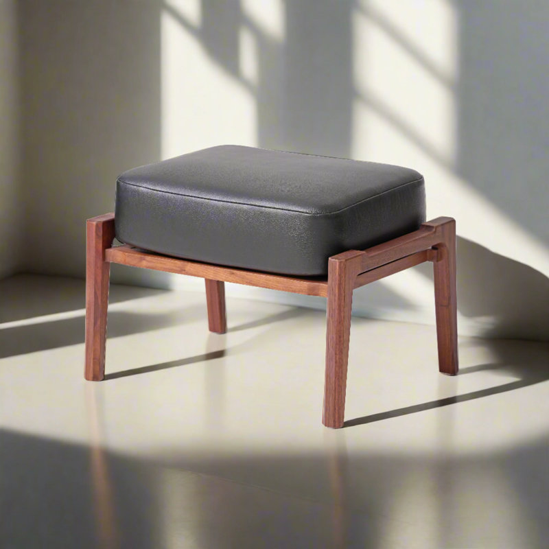 Alva Ottoman, Natural Walnut, Black