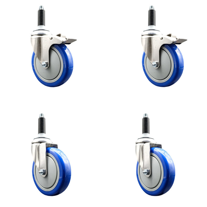 Ensemble de roulettes extensibles 5 pouces en acier inoxydable 316SS 7/8 pouces