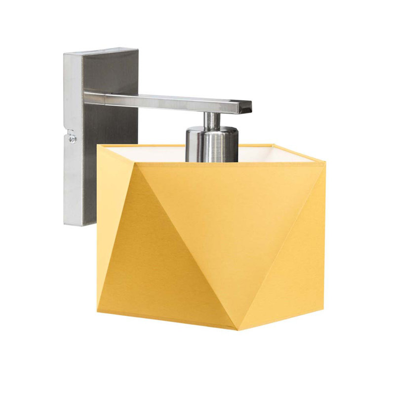 Awi Steel Armed Sconce, Brushed Steel, Mustard