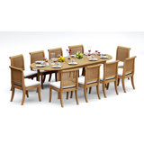 11 Pcs Grade-A Teak Wood Dining Set: 94" Double Extension Oval Table And 10 Giva Armless Chairs #11GV2200