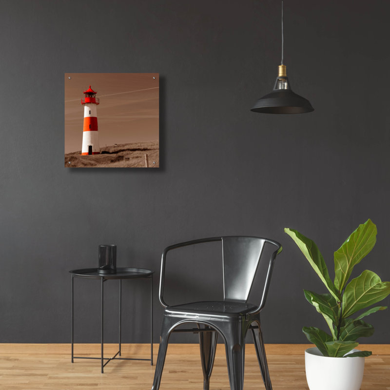 «Phare rouge et blanc» par PhotoINC Studio, H 24 po x l 24 po x P 0,2 po