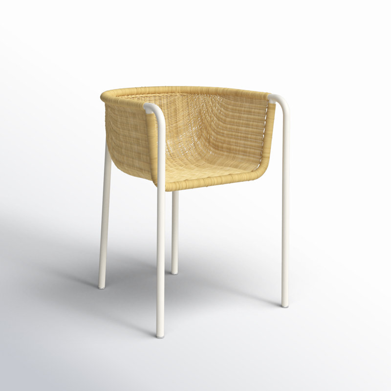 Kamille Rattan and Metal Outdoor Dining Chair