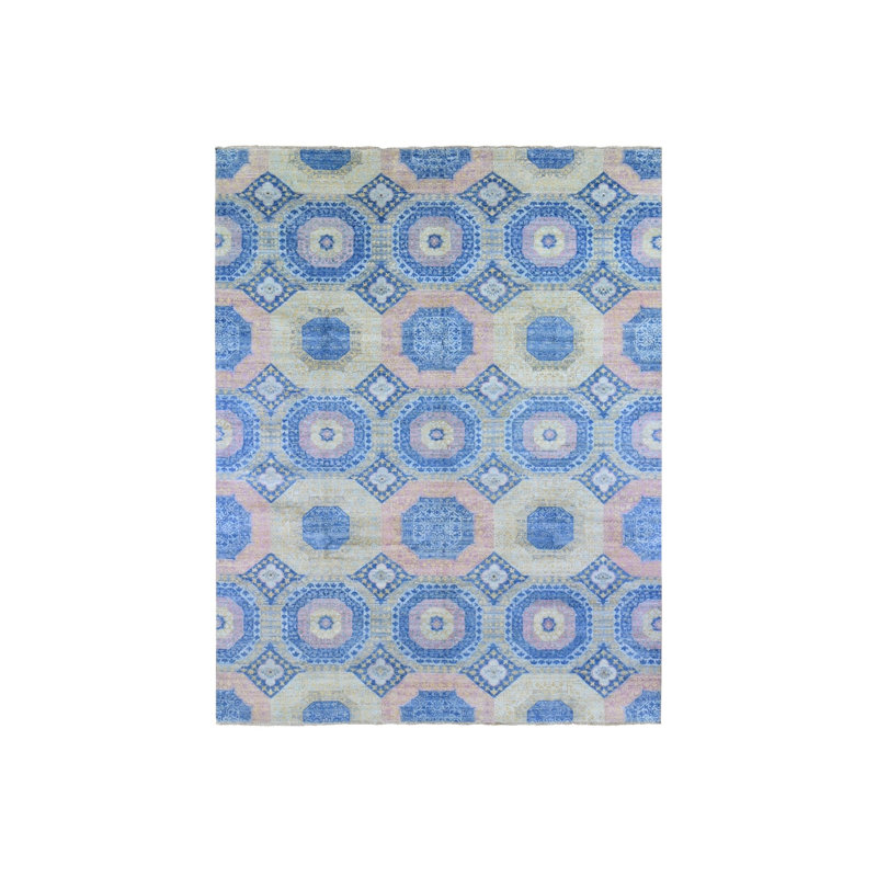 Tapis mamelouk répétitif bleu en laine noué à la main 9 pi x 11 pi 8 po 3E3A4616D5194410ACE5D3F46EC2D1D5