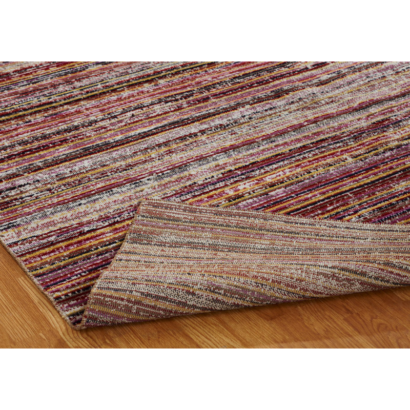 Summer Striped Area Rug in Red, Rectangle 2' x 3'