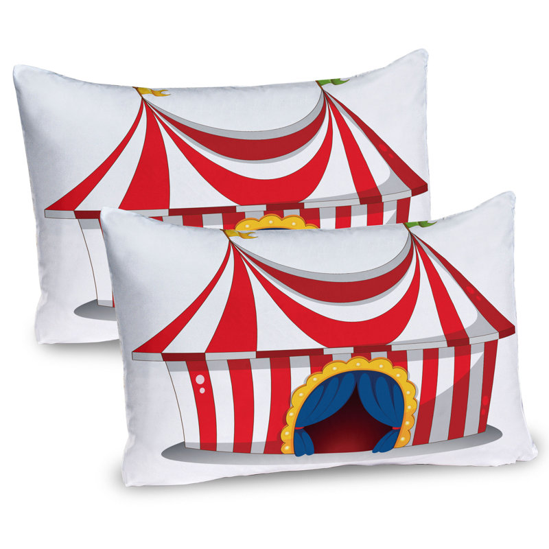 Ensemble de 2 taies décoratives vintage Ambesonne, drapeau du cirque nostalgique, rouge et blanc, L 36 po x H 20 po