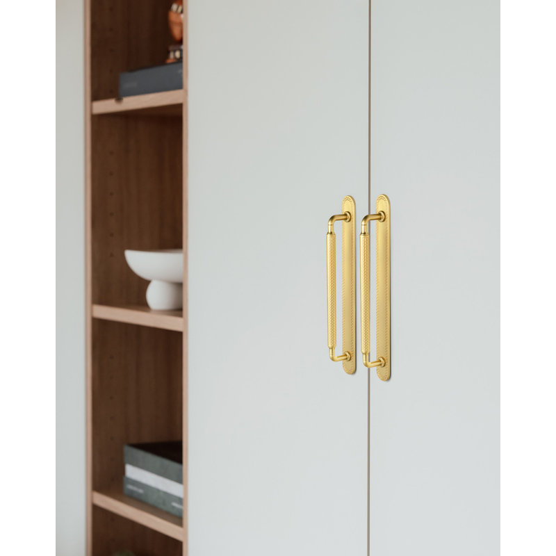 Anti-Slip Wave Pattern Cabinet Pull With J-Backplate Multipack, 7 9/16", Brushed Gold
