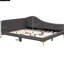 Lit de jour double rembourré en lin gris avec tête de lit, accoudoirs et pieds solides - Chic Choice Elegant-297002701