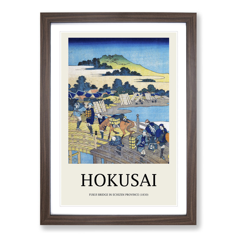 Fukui Bridge in Echizen Province by Katsushika Hokusai - 1 Piece Single Picture Frame Wall Art, 65cm H x 48cm W x 2cm D