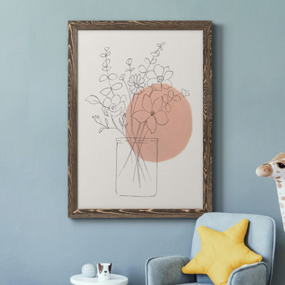 Contemporary Wildflower Bouquet - Peinture sur toile encadrée