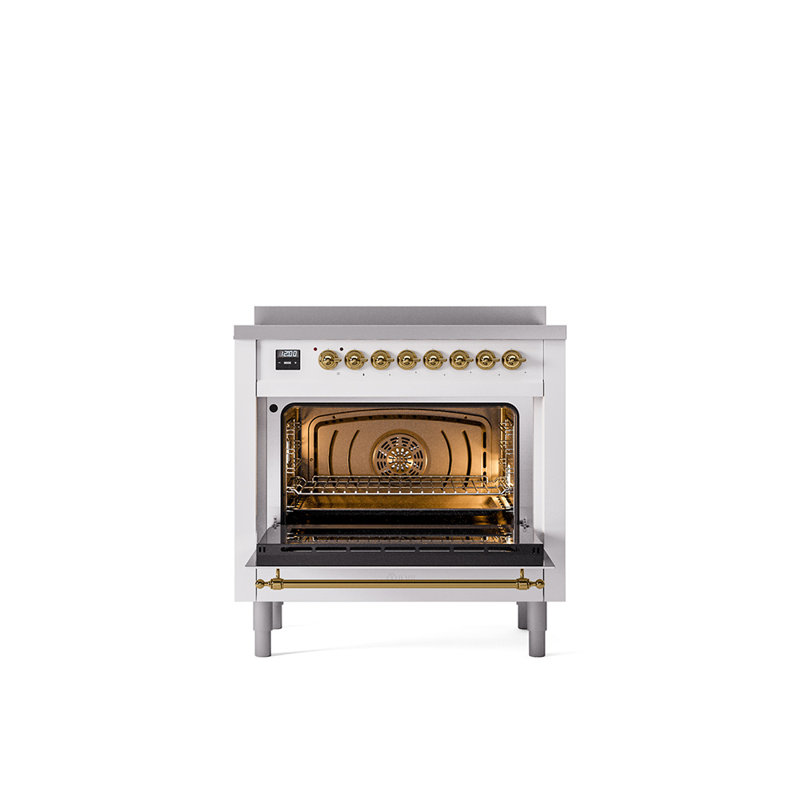 ILVE Nostalgie II Series 36 inch Induction Range with 6 Induction Elements (Glass Door), RAL/Brass