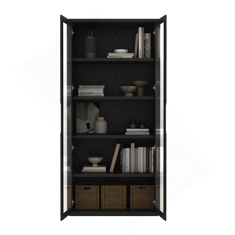 Bookcase Cabinet In Black, Black