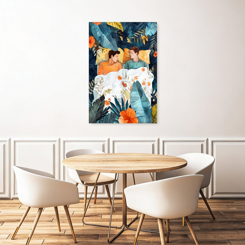 «Peaceful Couple Tropical Dream Dreamy Modern Peaceful Nature Tropical», art mural, 48" H x 32" W
