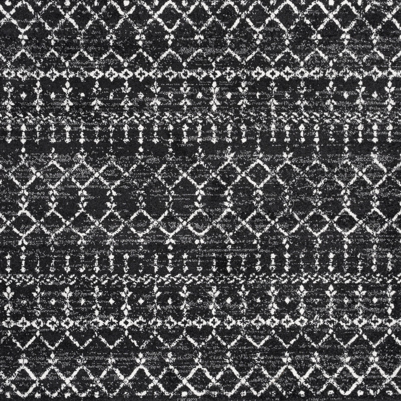 Tapis noir / ivoire Kateshia, Rond 5 pi