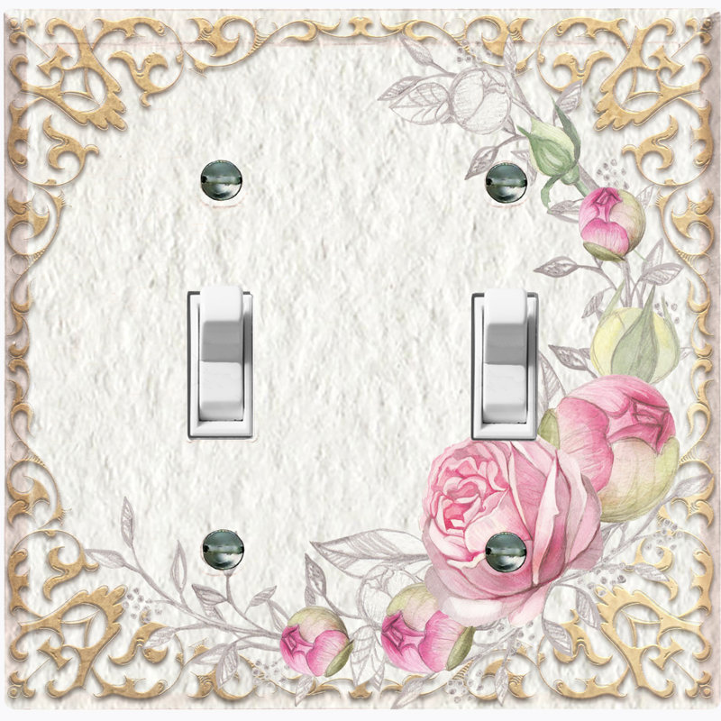 Plaque murale à interrupteur à bascule rétro à 2 branches Vintage Roses