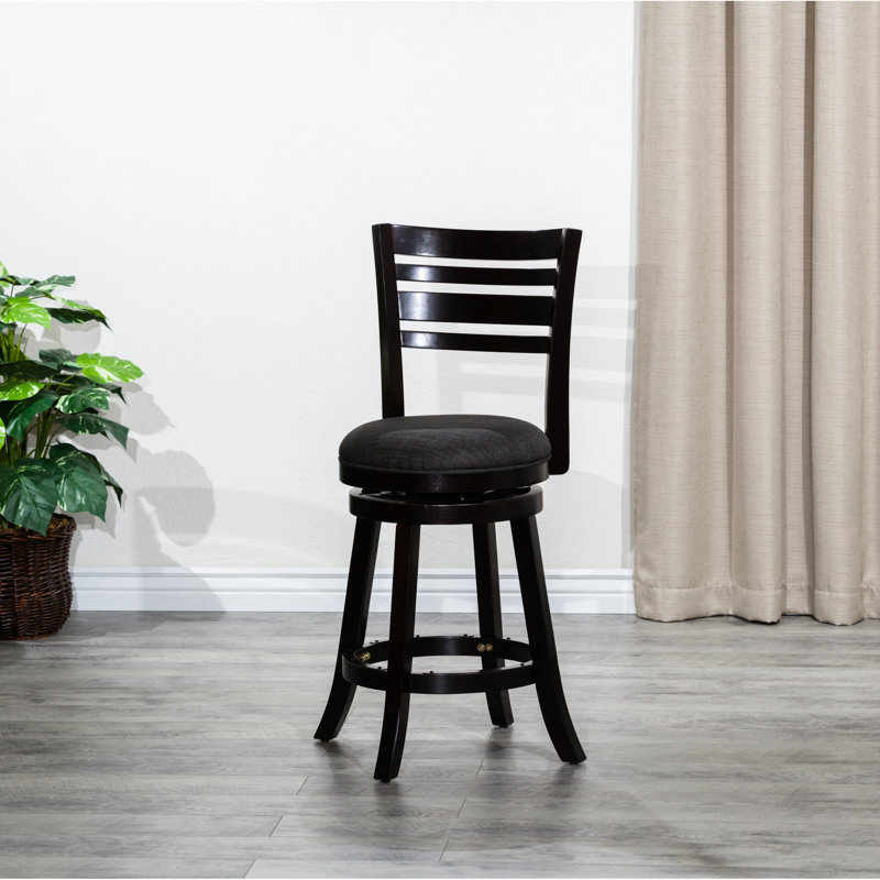Tabouret pivotant de 24 po à hauteur de comptoir, tissu gris anthracite - siège à dossier à lattes fonctionnel