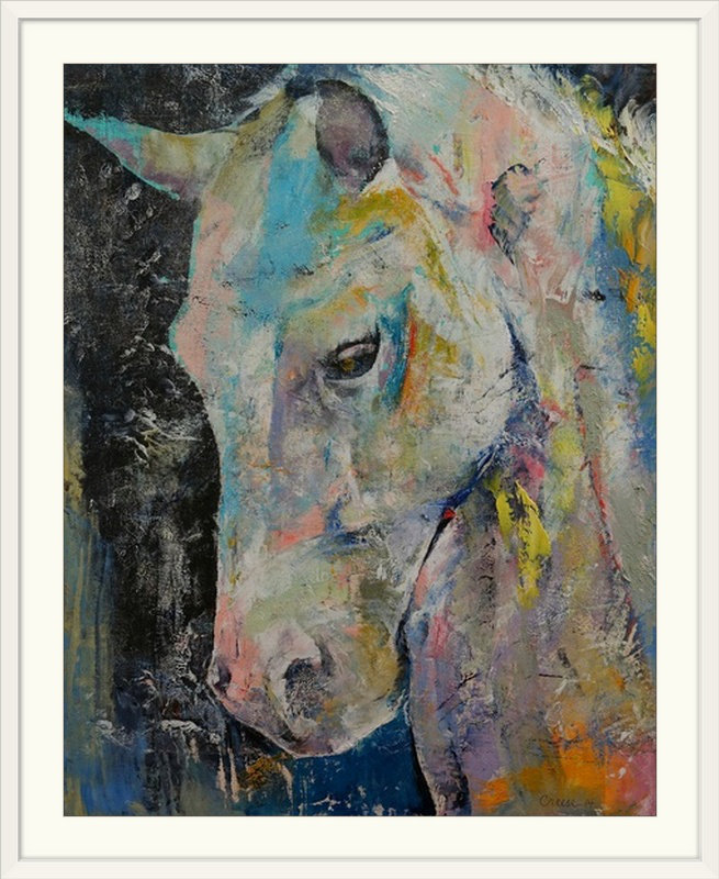 «Cyd Hidden Heart Horse» par Michael Creese, reproduction d'art, H 28 po x l 24 po x p 1 po, Cadre blanc