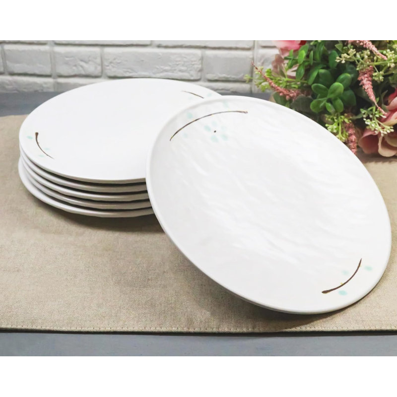 Ensemble de 6 grandes assiettes à dîner en flocons de neige en mélamine yukino moderne Hana
