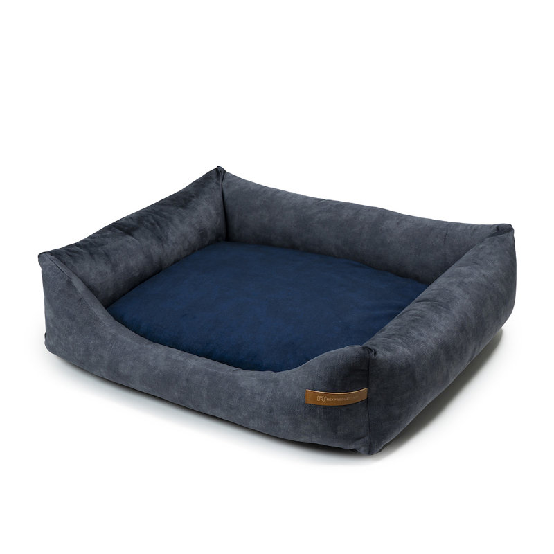 Orthopedic Memory Foam Pet Bed, 15cm H x 75cm W x 85cm D, Graphite/Dark Blue