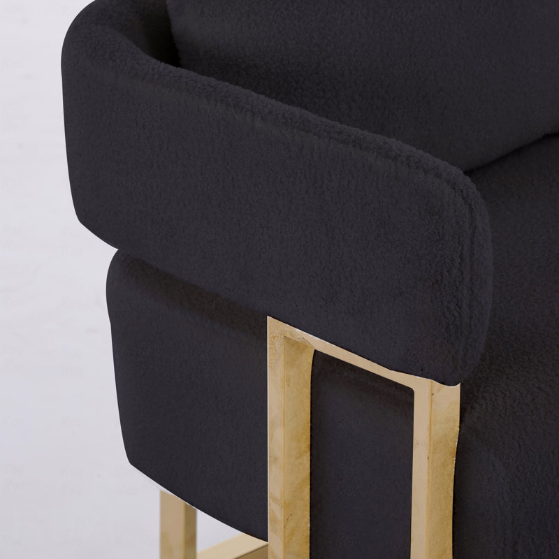Teddy fleece 2-seater Sofa, Metal Frame, Black