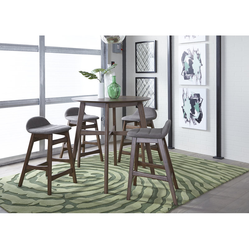  Ensemble de table de rassemblement 4 personnes Didmarton avec chaises de comptoir rembourrées grises, Gris