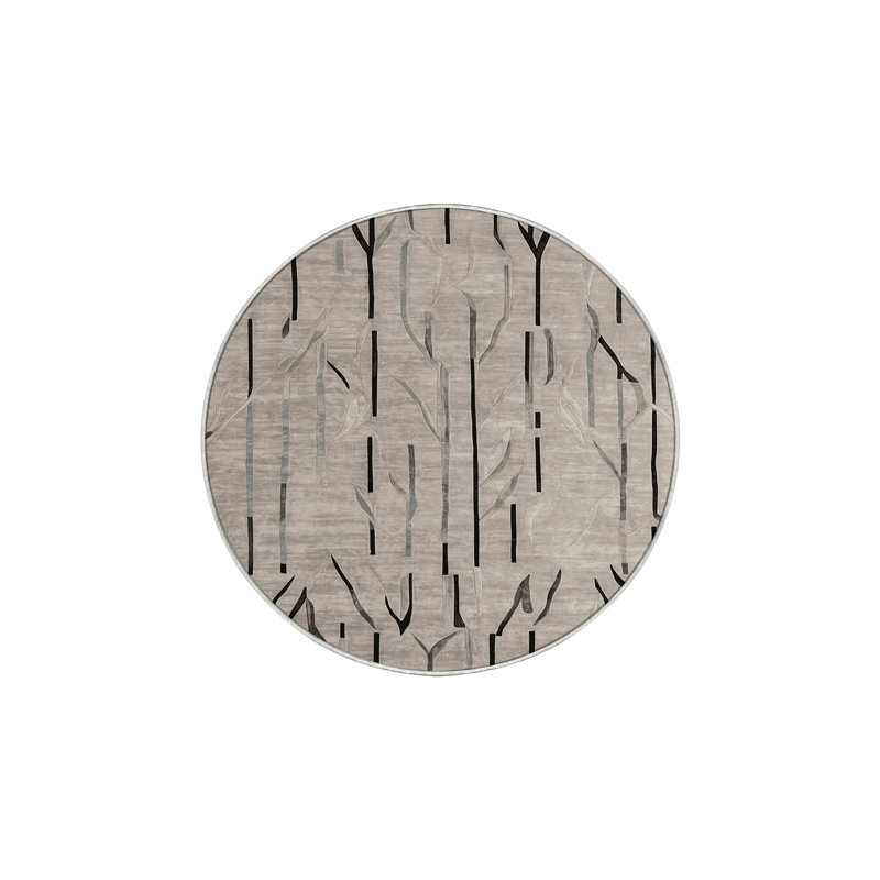 Tapis beige soyeux et moelleux, Rond 6 pi