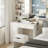 White, Vanity Table With Light And Mirror, Built-In Power Outlet + Multi-Layer Storage Shelves, Bedroom Dressing And Storage Integrated Vanity Table.