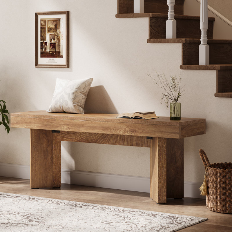 Banc de 47 po en bois pour hall d'entrée, Brun rustique