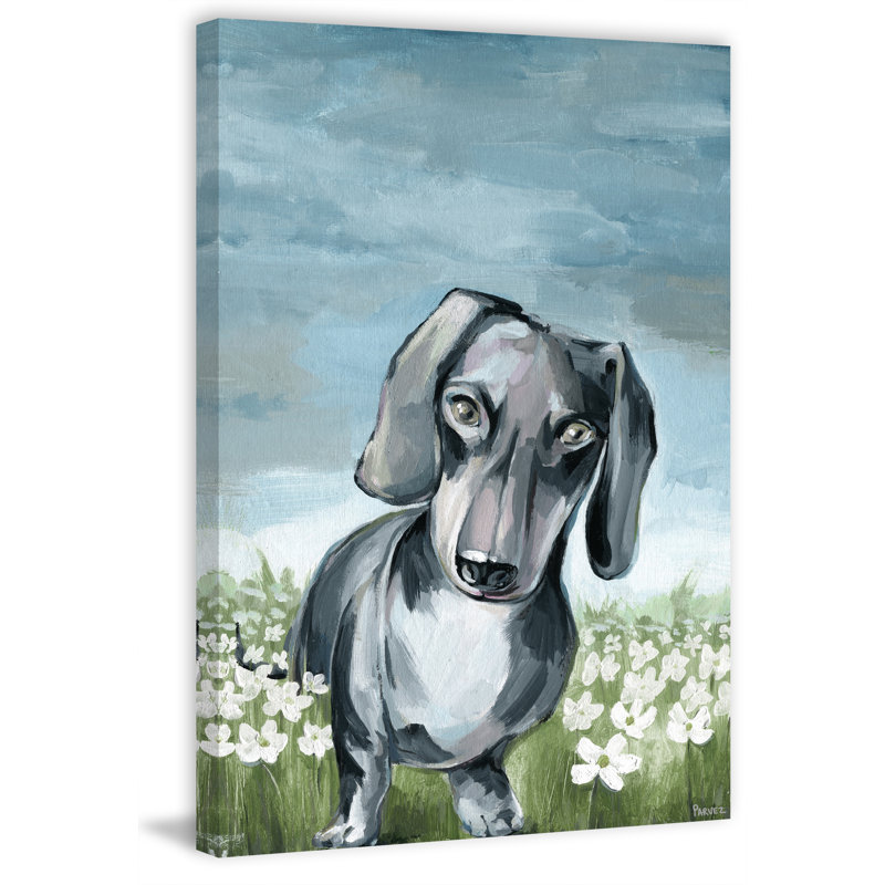 Beautiful Dachshund by Parvez Taj - 1 Piece Wrapped Canvas Painting, 38 cm H x 25 cm W x 4 cm D