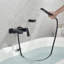 Robinet de baignoire romaine 7,5 po à poignée simple en laiton massif avec pomme de douche à main-80129322