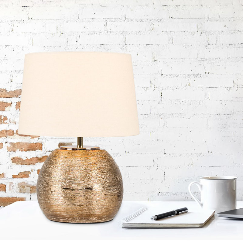 Demott 34cm Table Lamp, Yes, Gold Base/Yellow Shade