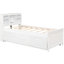 Lit plateforme simple blanc avec tête de lit gigogne à 3 tiroirs - tête de lit avec rangement en bois massif-103877088