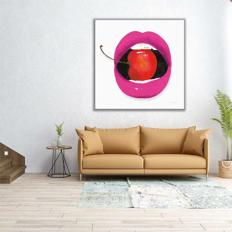 «Pink Lips», reproduction d'art sur toile, H 20 po x l 20 po