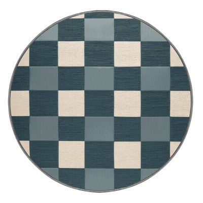 Machine Washable Checkered Green Area Rug