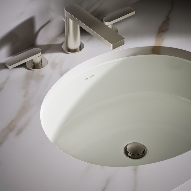 Verticyl Ceramic Oval Undermount Bathroom Sink with Overflow, Dune