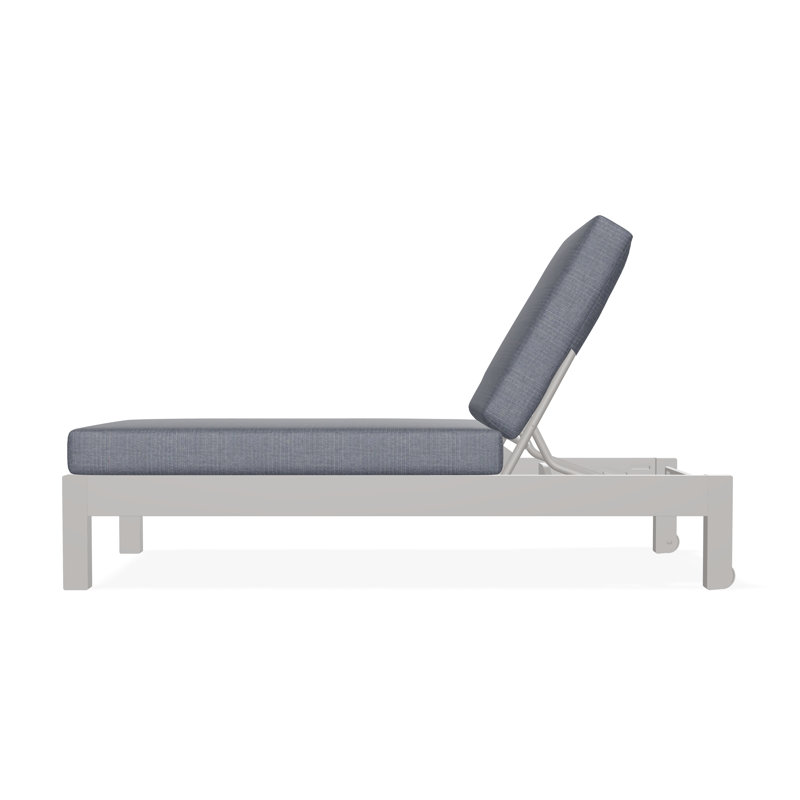 Leeward Marine Grade Polymer Deep Seating Cushion Three Position Lay-flat Armless Chaise, Proven Denim, Warm Gray