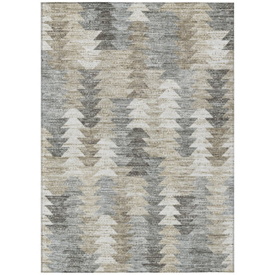 8' X 10' Taupe Beige And Tan Geometric Washable Indoor Outdoor Area Rug