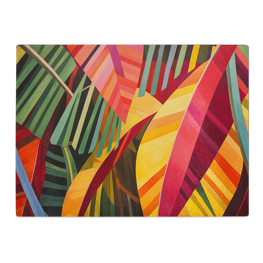 Tropical Leaf Constructivism No.2  Glass Chopping Board