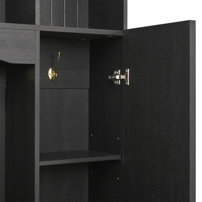 Arbre d'entrée 59 po de style campagnard avec garde-robe et armoire à chaussures pour le salon