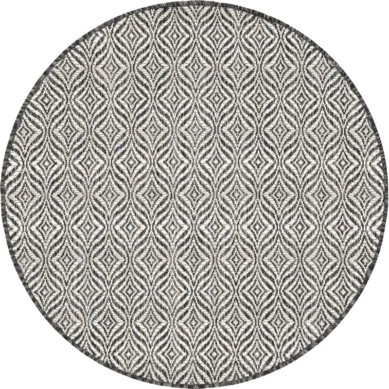 Tapis gris anthracite / ivoire Alishba, Rond 4 pi 1 po