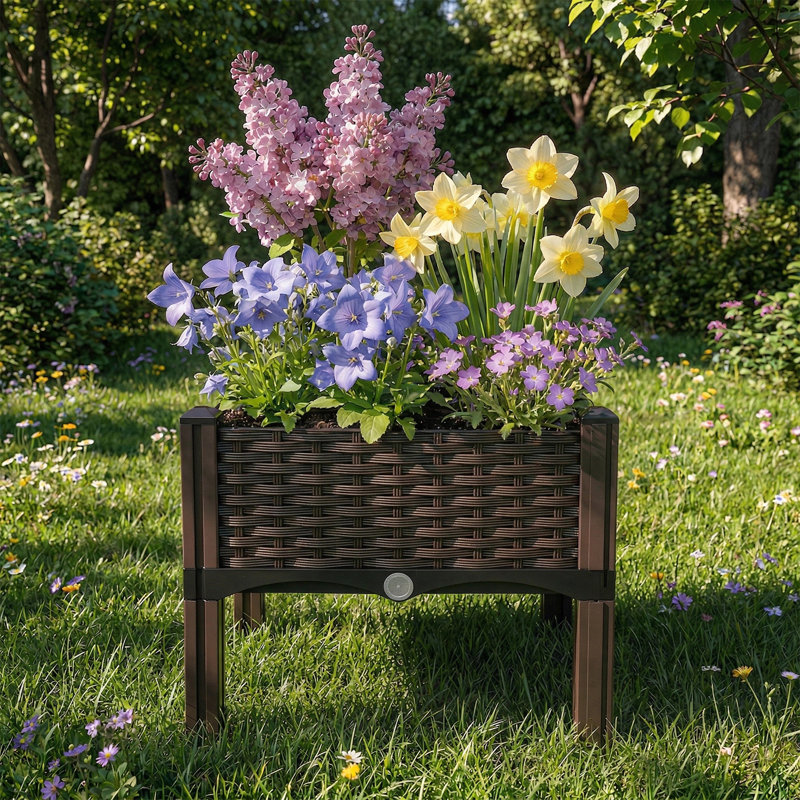 Elevated Raised Garden Bed with Legs & Self-Watering System, 15.75x15.75x14.57in