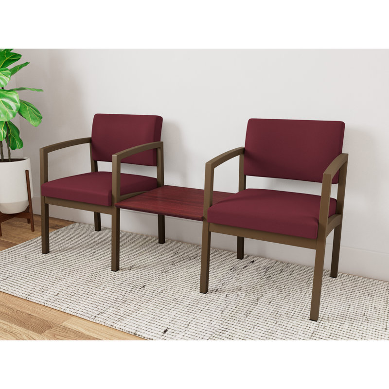 Structure tandem 2 places avec table centrale en acier Lenox, Bronze / acajou Chelsea, Chelsea Mahogany