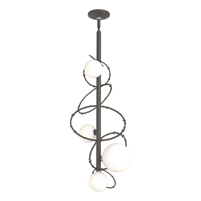 Olympus Vertical Pendant - Opal Glass, Dark Smoke