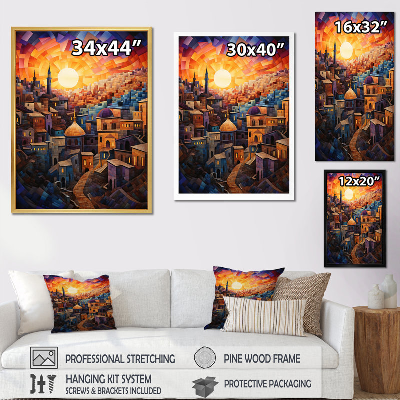 «Judaism Judaic Journey To Synagogue I», impression sur toile, Cadre flottant doré, H 32 po x l 16 po x P 1 po