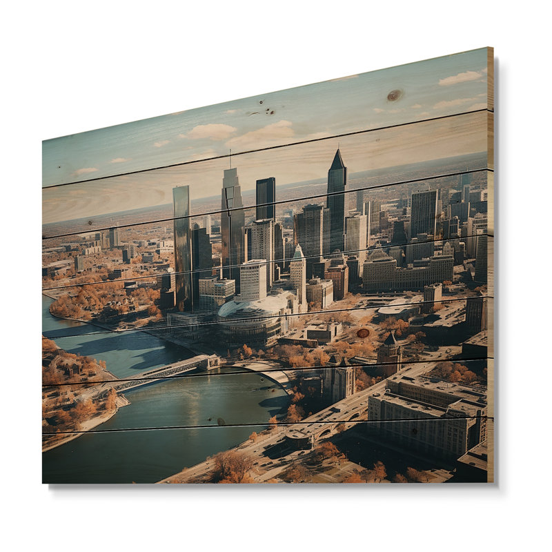 Detroit Motor City II sur impression sur bois, H 24 po x l 32 po x P 0,78 po