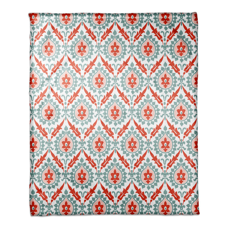 Hand Woven Throw Blanket, Blue/Red