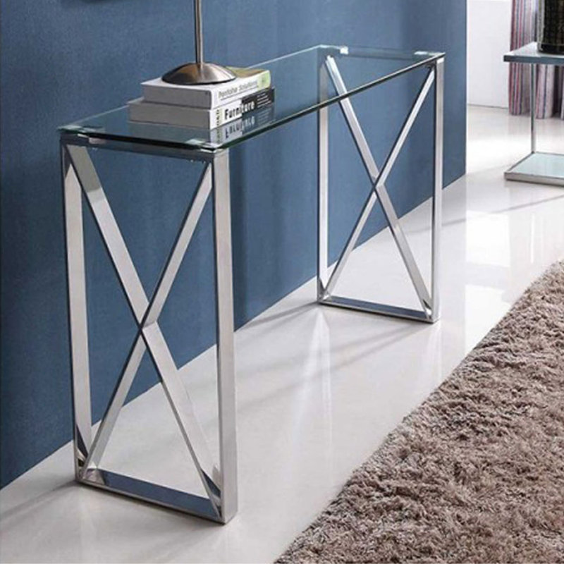 Khadijiah 47'' Glass Top Console Table